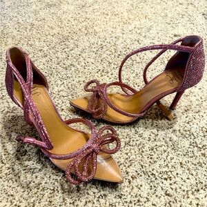 Inc Pink Vinyl Sparkle Bow Heels